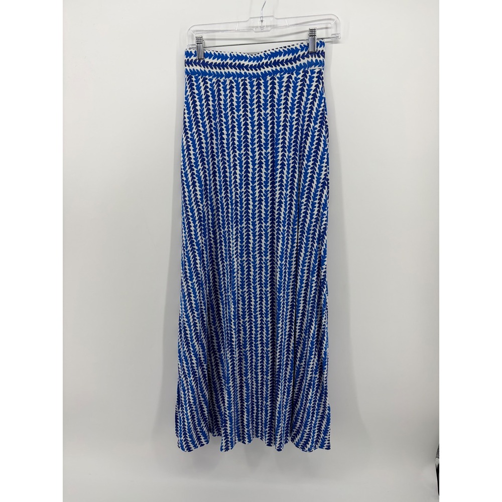 Boden Womens 2R Blue Patterned Maxi Skirt Jersey Knit Pockets Casual J0619